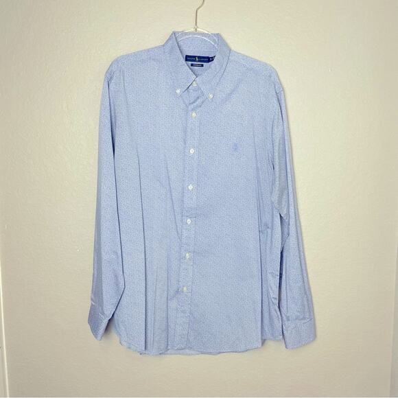 RALPH LAUREN Performance Light Blue Floral Button Down Shirt Size XL - Picture 1 of 9